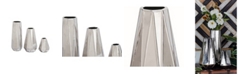 CosmoLiving by Cosmopolitan Set of 3 Silver Stoneware Glam Vase, 7", 11", 15"